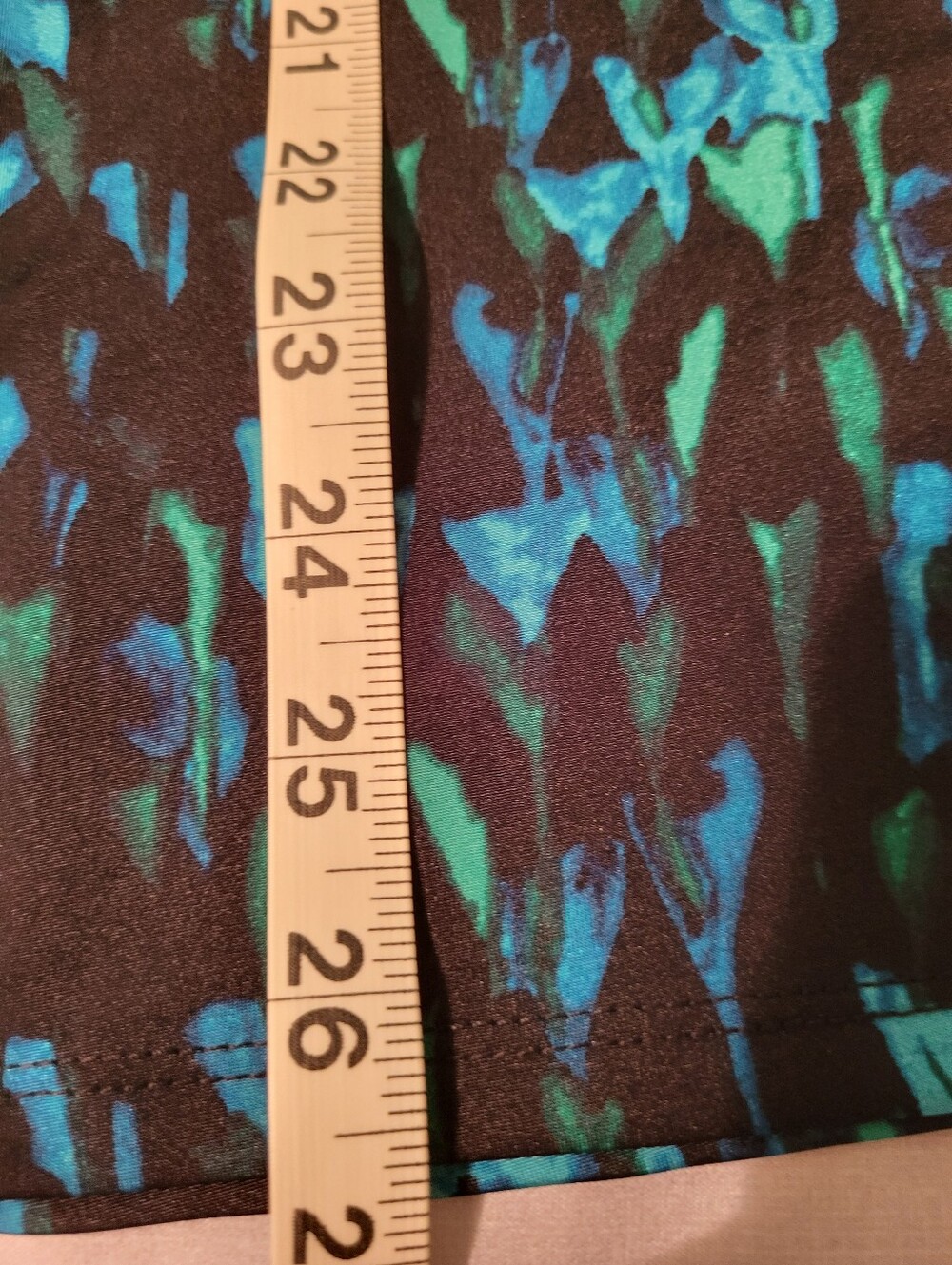 Dana Buchman Black Top with Blue & Teal Abstract Print and Cowl Neck - Picture 6 of 6
